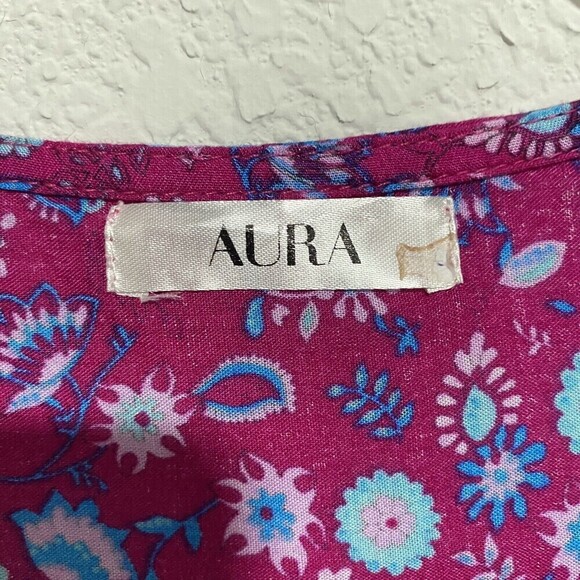 Aura Boho Gypsy Peasant Flowy High Low Maxi Dress Multicolor Size Medium - Picture 8 of 15